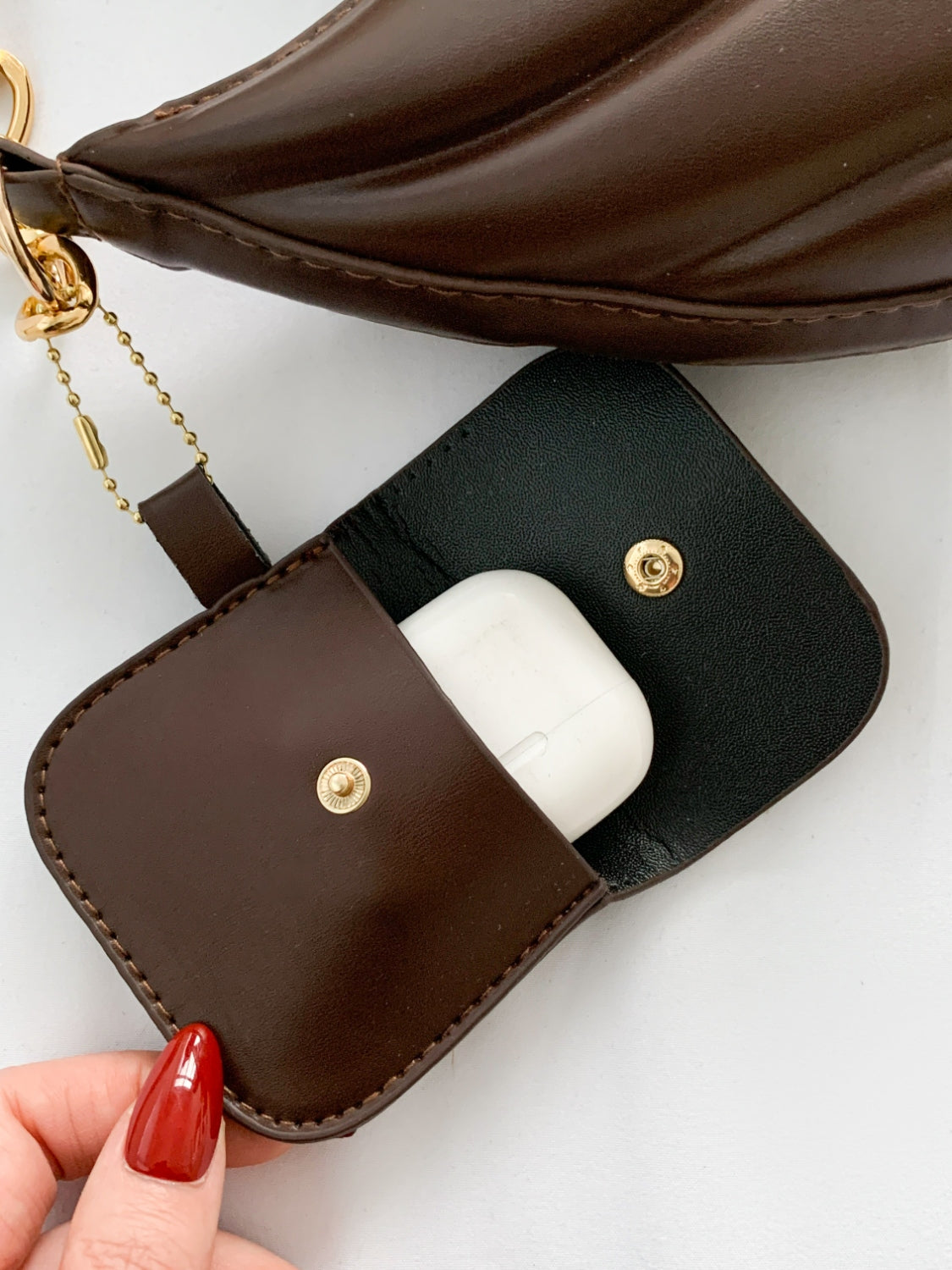 PU Leather Shoulder Bag with EarPods Bag - MARIGOLD