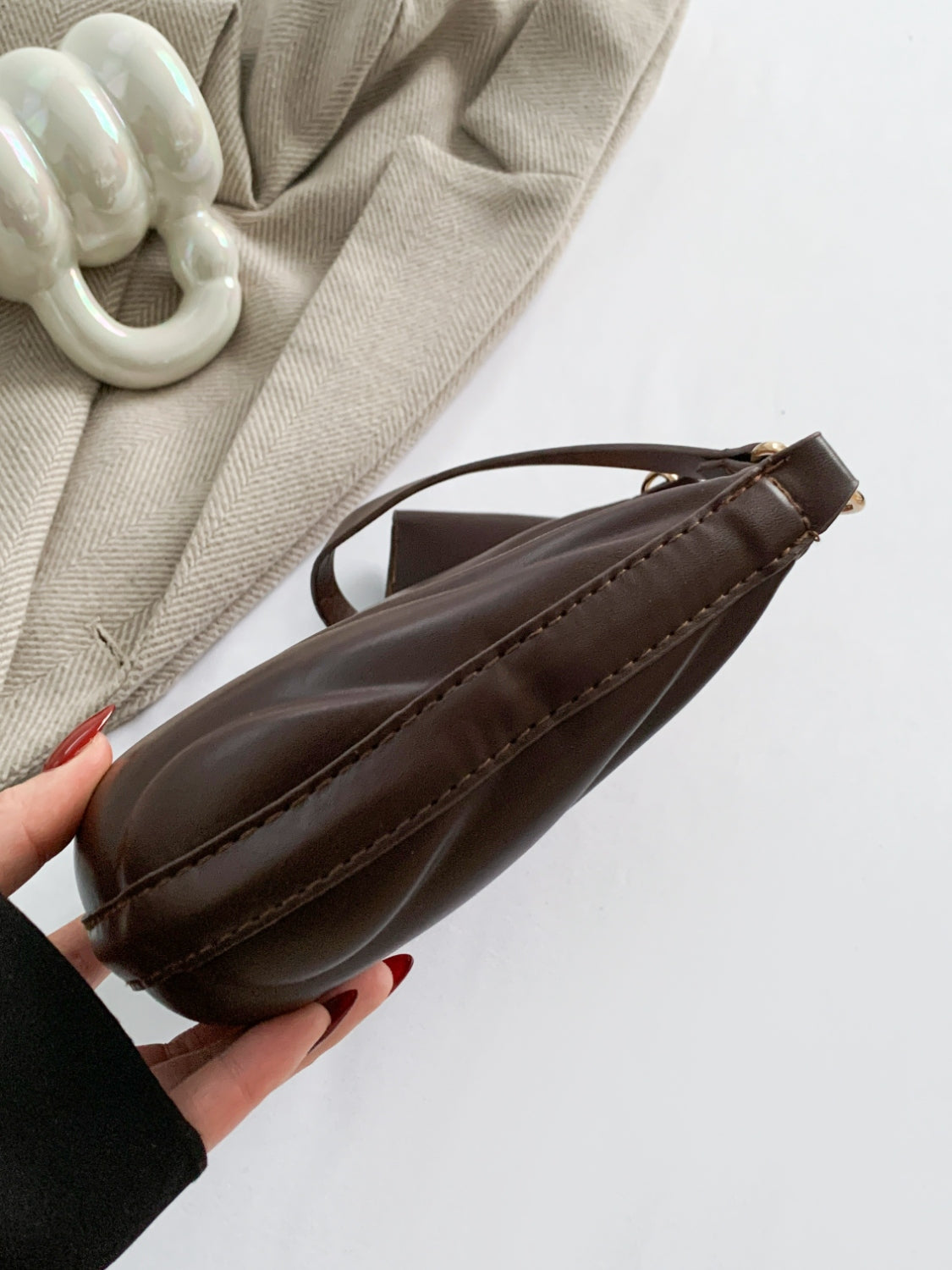 PU Leather Shoulder Bag with EarPods Bag - MARIGOLD