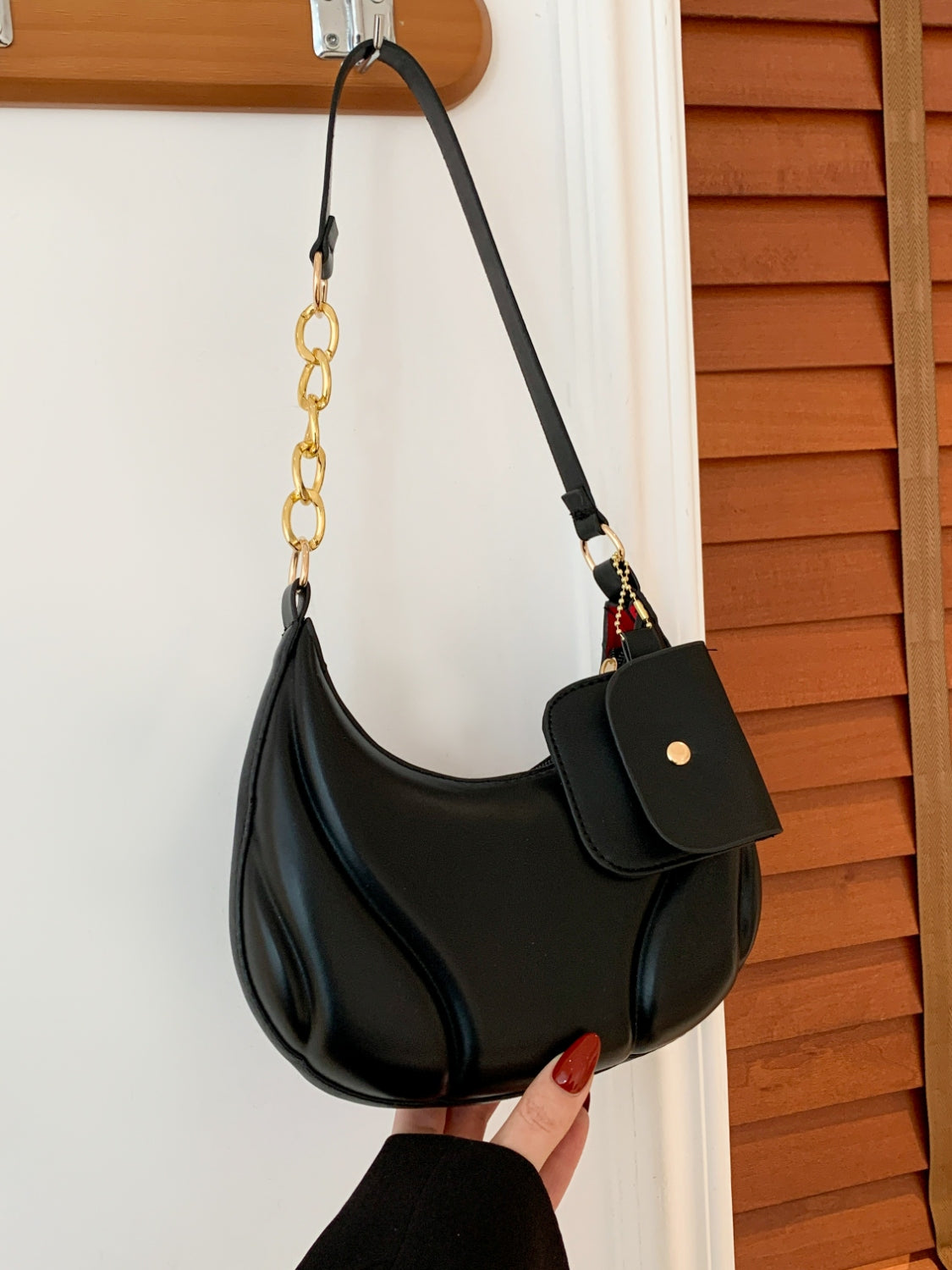 PU Leather Shoulder Bag with EarPods Bag - MARIGOLD
