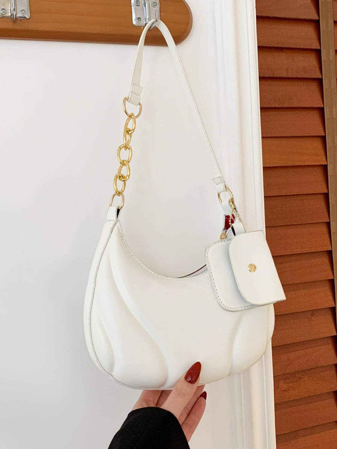 PU Leather Shoulder Bag with EarPods Bag - MARIGOLD
