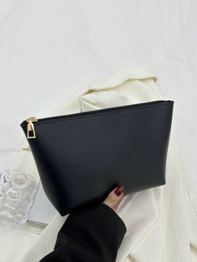 PU Leather Woven Handbag and Clutch Set - MARIGOLD