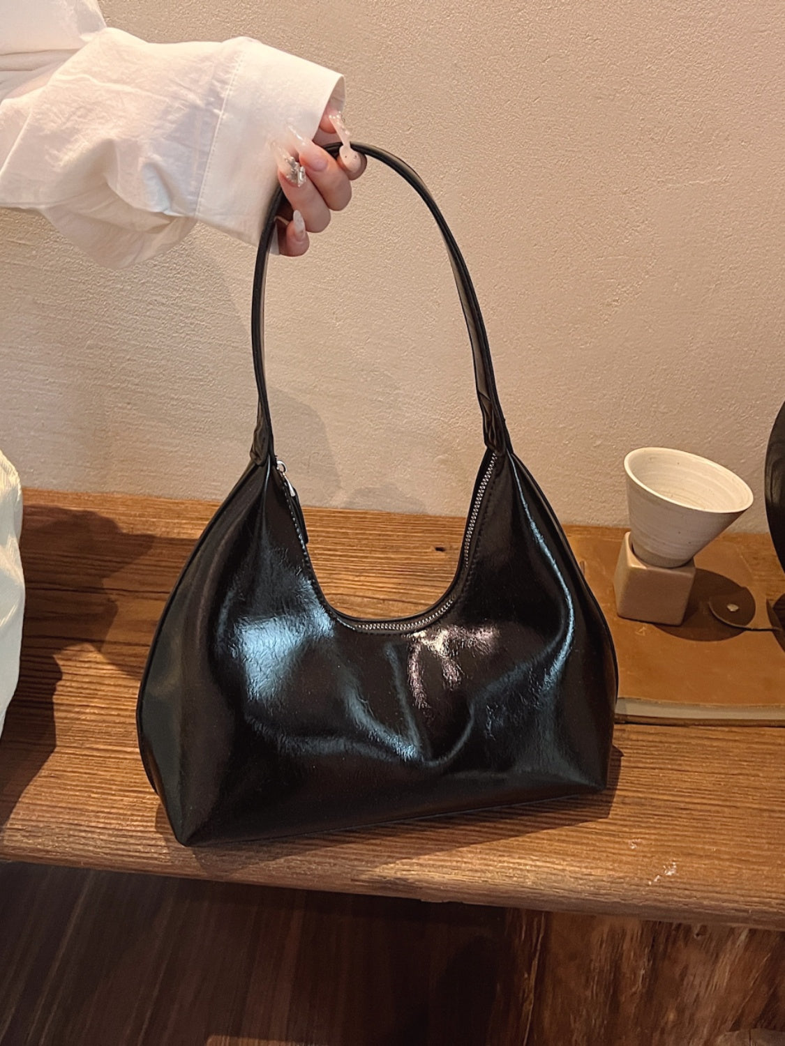 Minimalist Baguette Zip Shoulder Bag - MARIGOLD