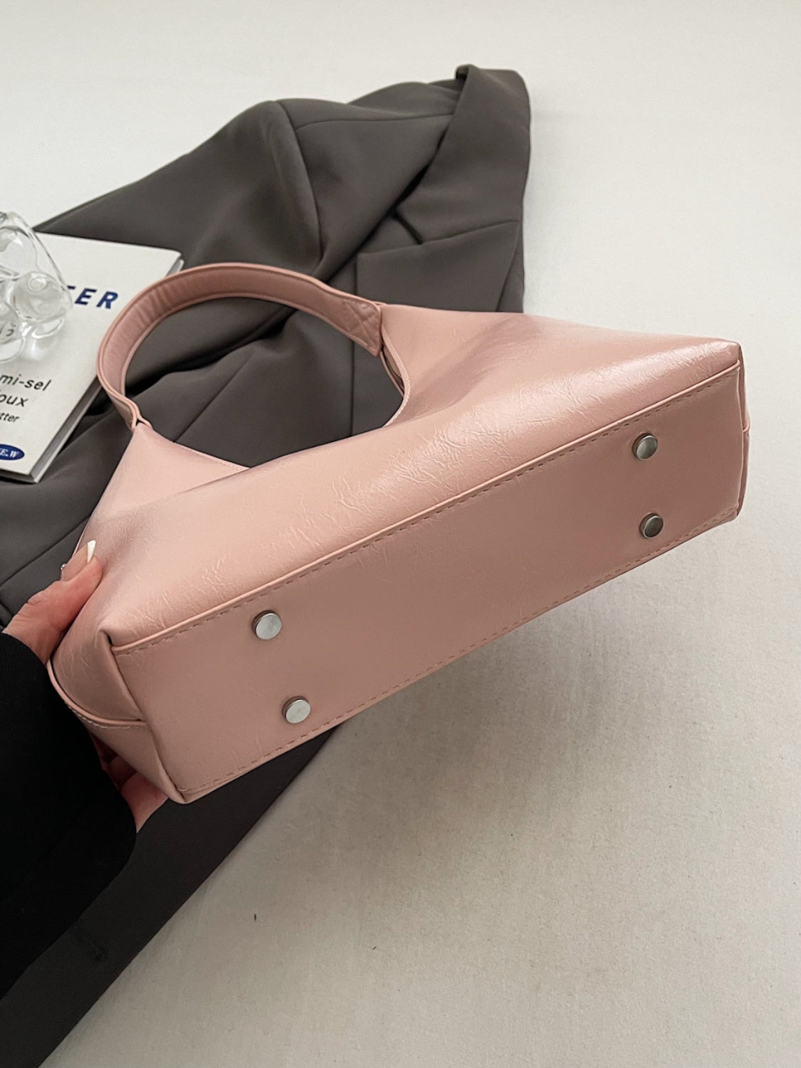 Minimalist Baguette Zip Shoulder Bag - MARIGOLD