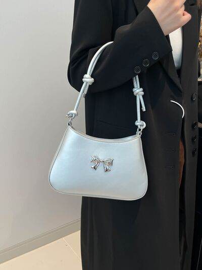 Bow PU Leather Knotted Strap Handbag - MARIGOLD