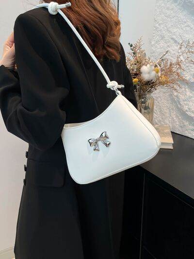 Bow PU Leather Knotted Strap Handbag - MARIGOLD