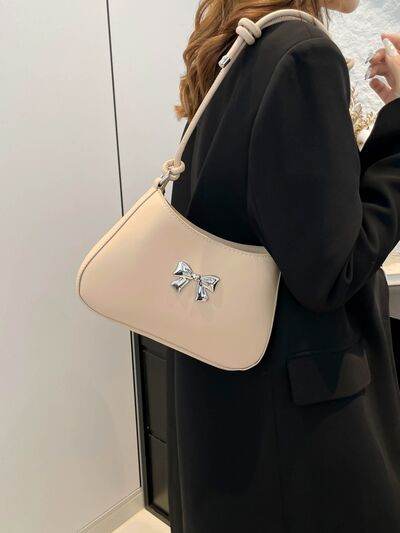 Bow PU Leather Knotted Strap Handbag - MARIGOLD