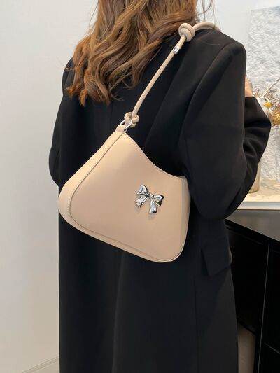 Bow PU Leather Knotted Strap Handbag - MARIGOLD