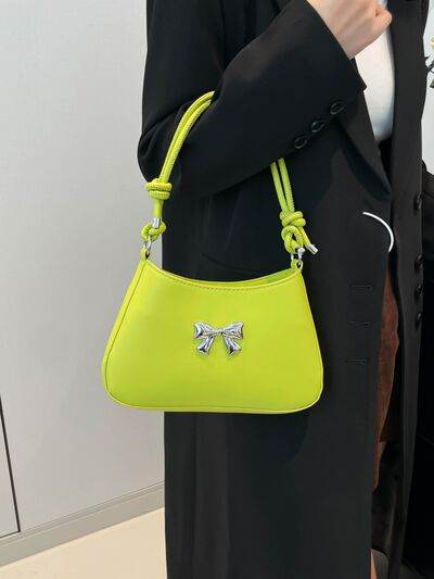 Bow PU Leather Knotted Strap Handbag - MARIGOLD