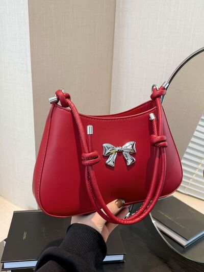 Bow PU Leather Knotted Strap Handbag - MARIGOLD