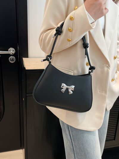 Bow PU Leather Knotted Strap Handbag - MARIGOLD
