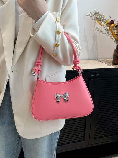 Bow PU Leather Knotted Strap Handbag - MARIGOLD