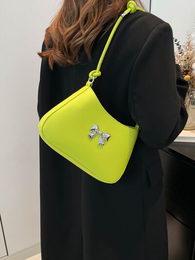 Bow PU Leather Knotted Strap Handbag - MARIGOLD