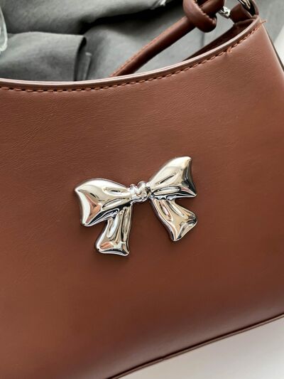 Bow PU Leather Knotted Strap Handbag - MARIGOLD