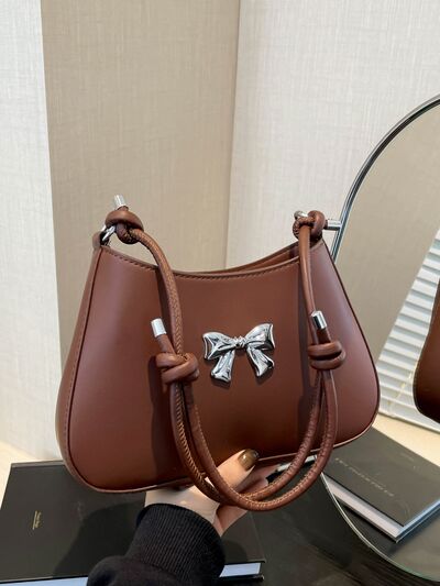Bow PU Leather Knotted Strap Handbag - MARIGOLD