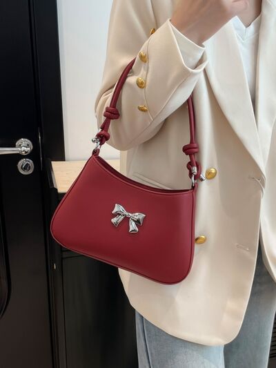 Bow PU Leather Knotted Strap Handbag - MARIGOLD