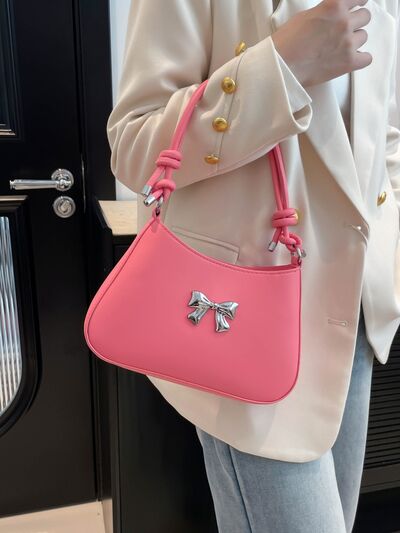 Bow PU Leather Knotted Strap Handbag - MARIGOLD