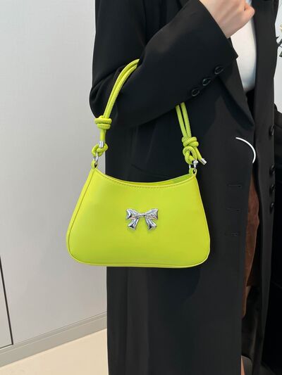 Bow PU Leather Knotted Strap Handbag - MARIGOLD