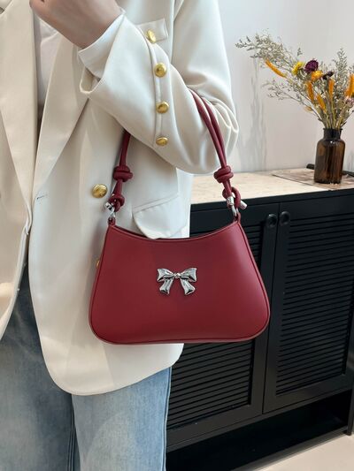 Bow PU Leather Knotted Strap Handbag - MARIGOLD