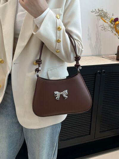 Bow PU Leather Knotted Strap Handbag - MARIGOLD
