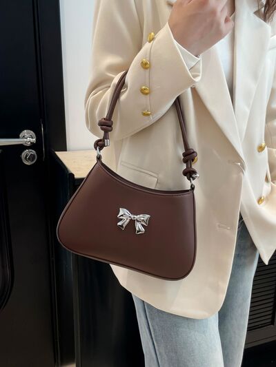 Bow PU Leather Knotted Strap Handbag - MARIGOLD