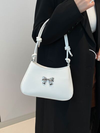 Bow PU Leather Knotted Strap Handbag - MARIGOLD