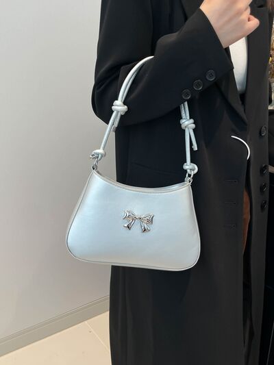 Bow PU Leather Knotted Strap Handbag - MARIGOLD