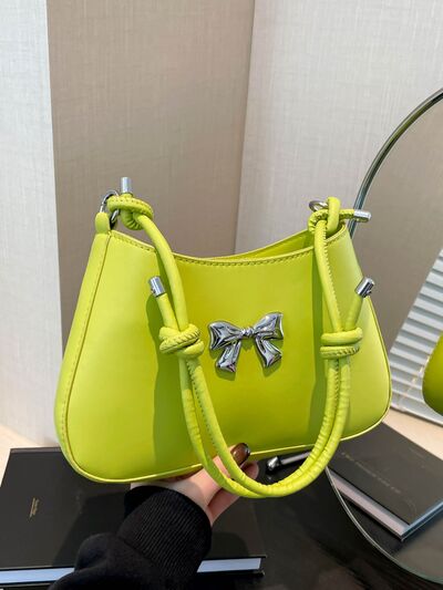 Bow PU Leather Knotted Strap Handbag - MARIGOLD