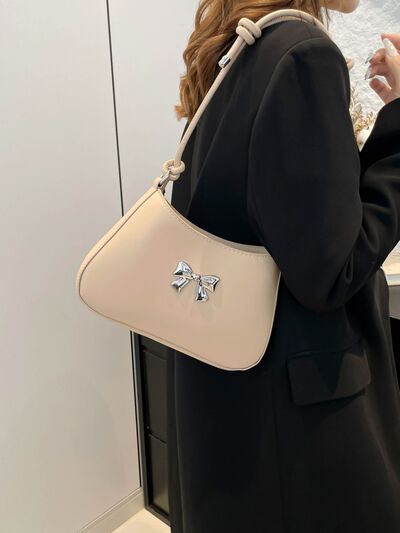 Bow PU Leather Knotted Strap Handbag - MARIGOLD