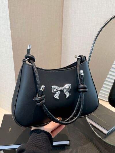 Bow PU Leather Knotted Strap Handbag - MARIGOLD