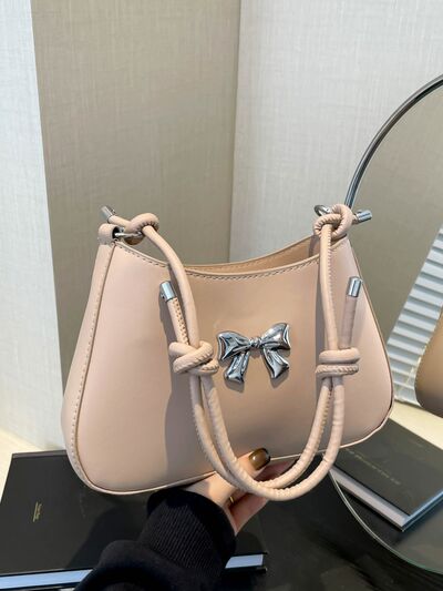 Bow PU Leather Knotted Strap Handbag - MARIGOLD