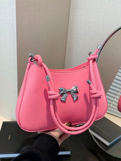 Bow PU Leather Knotted Strap Handbag - MARIGOLD