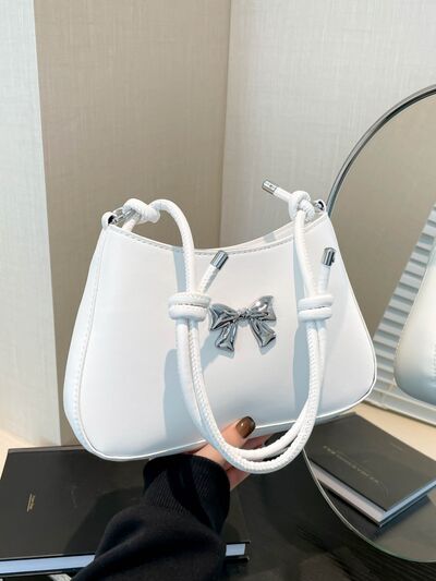 Bow PU Leather Knotted Strap Handbag - MARIGOLD