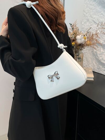 Bow PU Leather Knotted Strap Handbag - MARIGOLD
