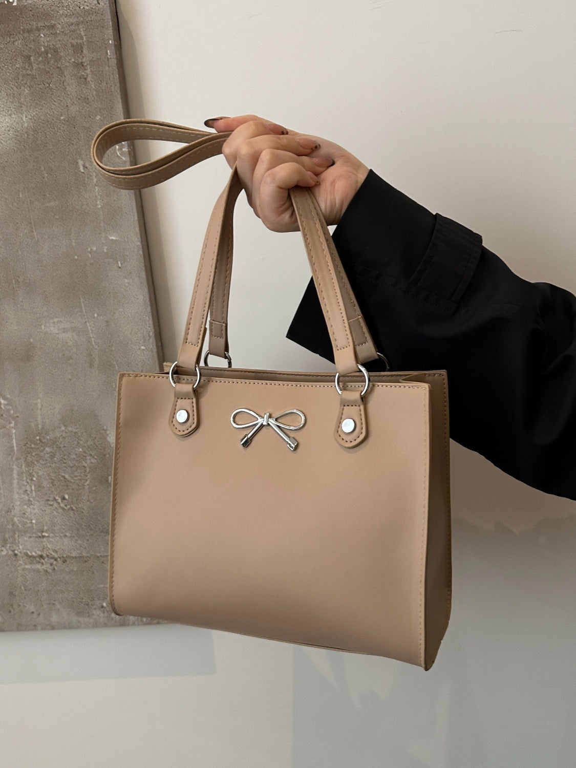 Bow PU Leather Shoulder Bag - MARIGOLD