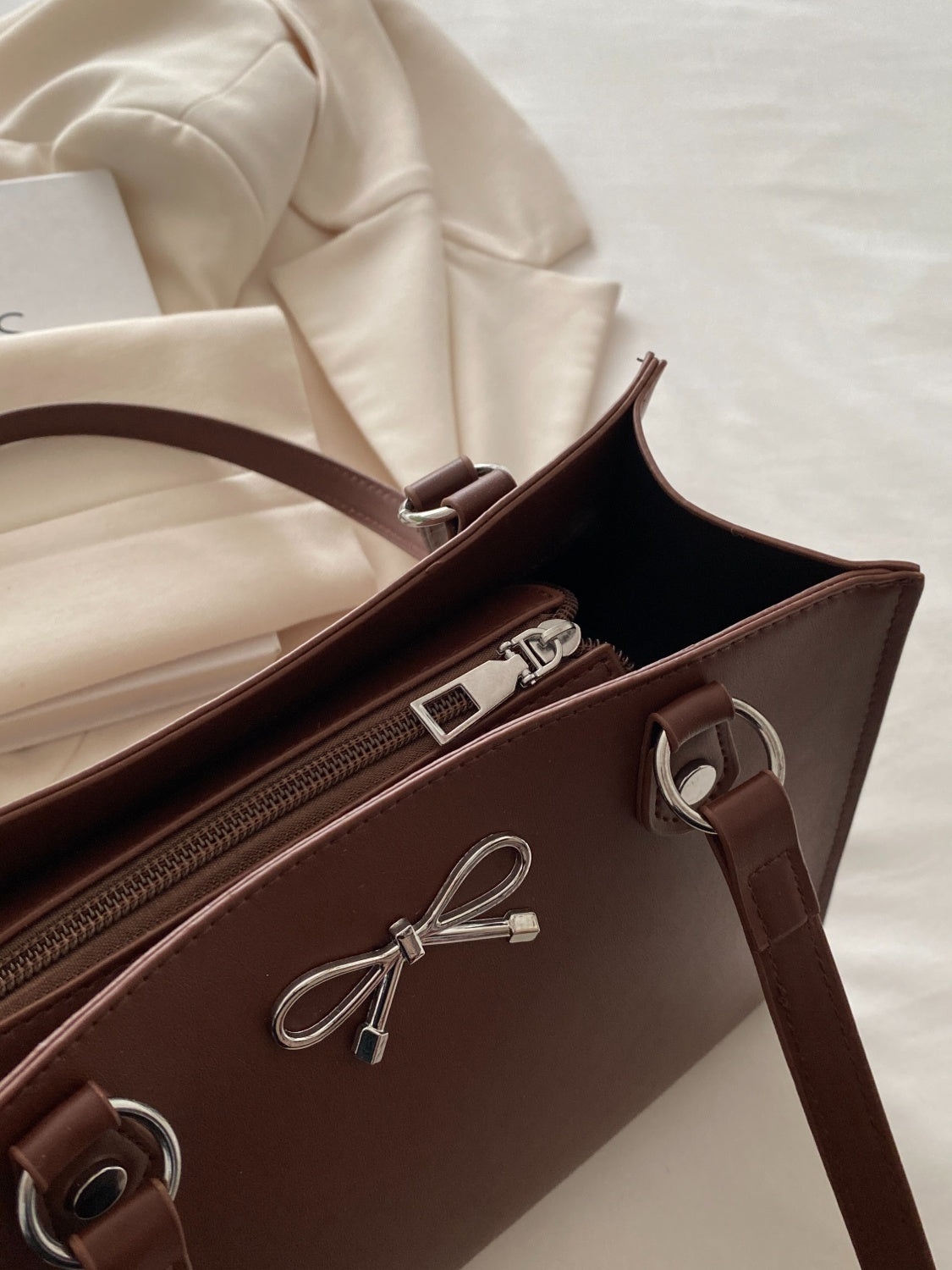 Bow PU Leather Shoulder Bag - MARIGOLD