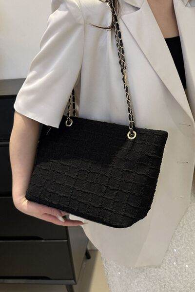 Polyester Texture Chain Tote bag - MARIGOLD