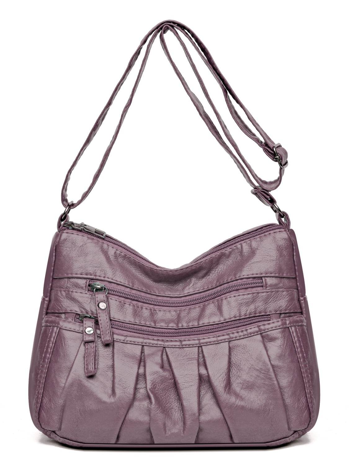 Multi-Pocket Ruched Adjustable Shoulder Bag - MARIGOLD