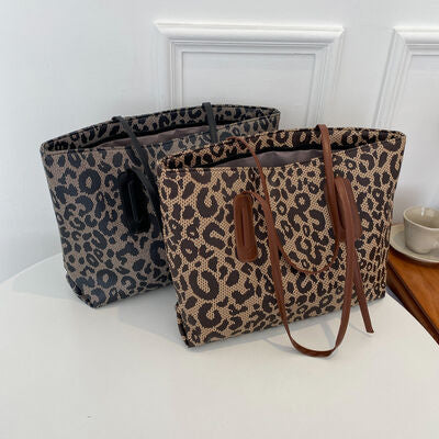 PU Leather Leopard Tote Bag - MARIGOLD