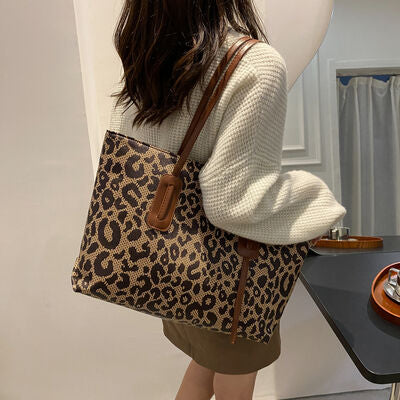 PU Leather Leopard Tote Bag - MARIGOLD