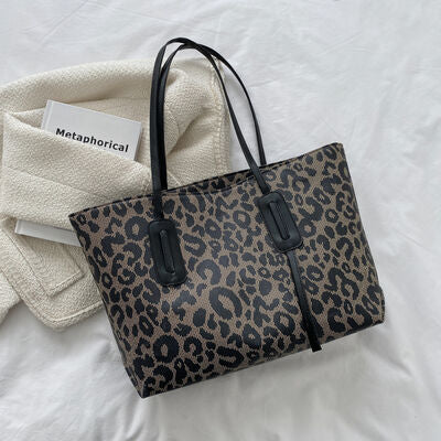 PU Leather Leopard Tote Bag - MARIGOLD