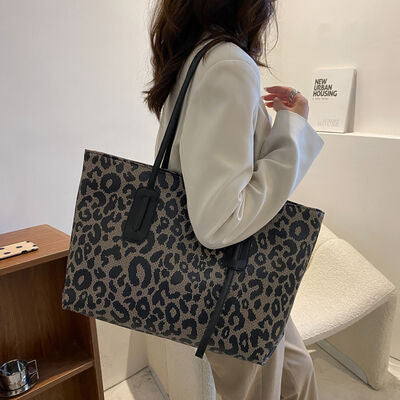 PU Leather Leopard Tote Bag - MARIGOLD