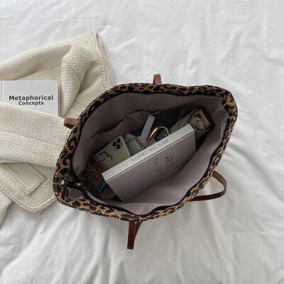 PU Leather Leopard Tote Bag - MARIGOLD