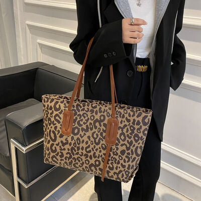 PU Leather Leopard Tote Bag - MARIGOLD