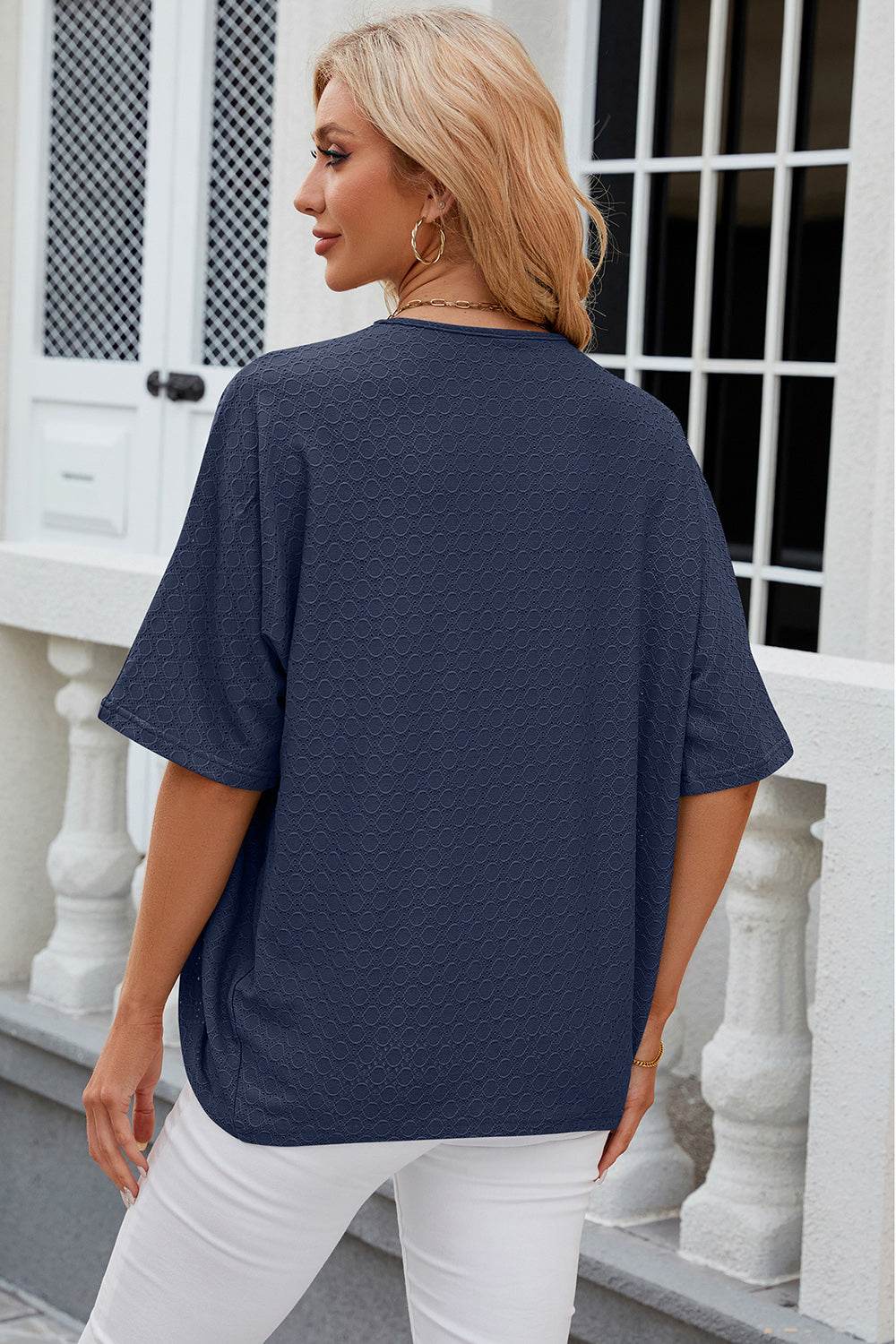 Eyelet Open Front Half Sleeve Cardigan - MARIGOLD