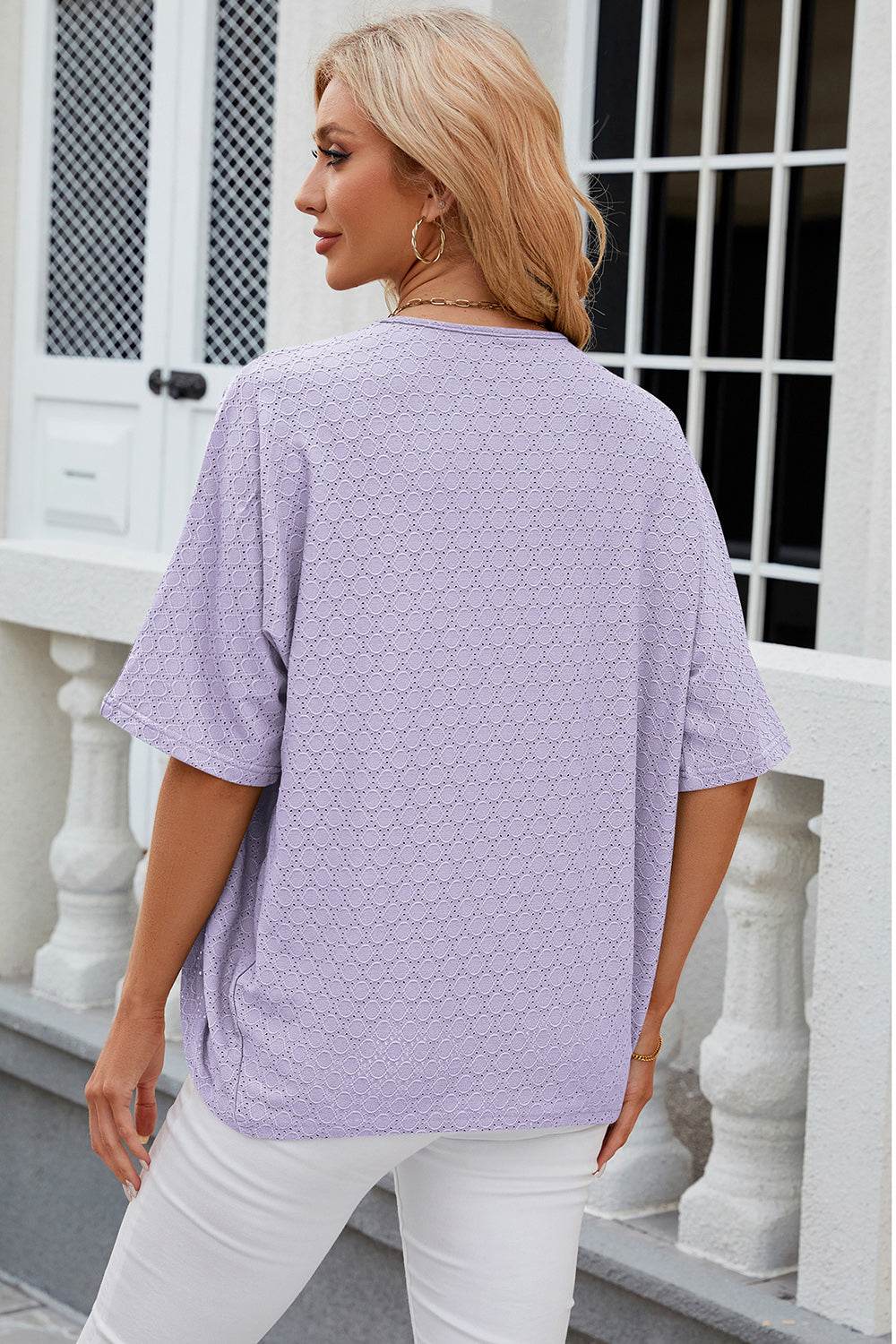 Eyelet Open Front Half Sleeve Cardigan - MARIGOLD