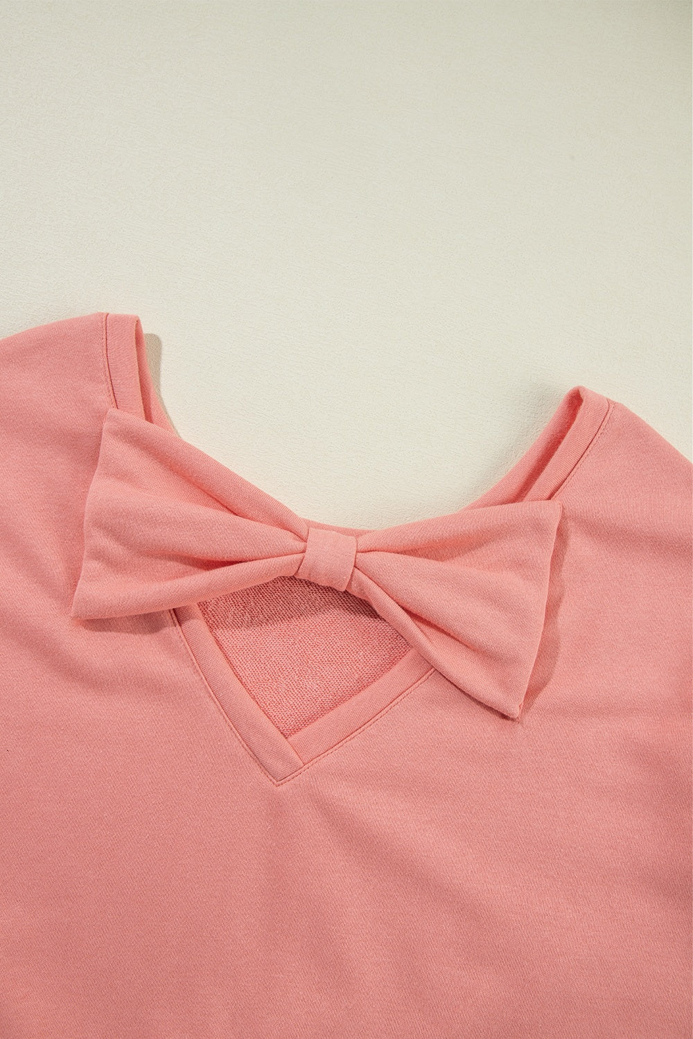 Bow Round Neck Long Sleeve Sweatshirt - MARIGOLD