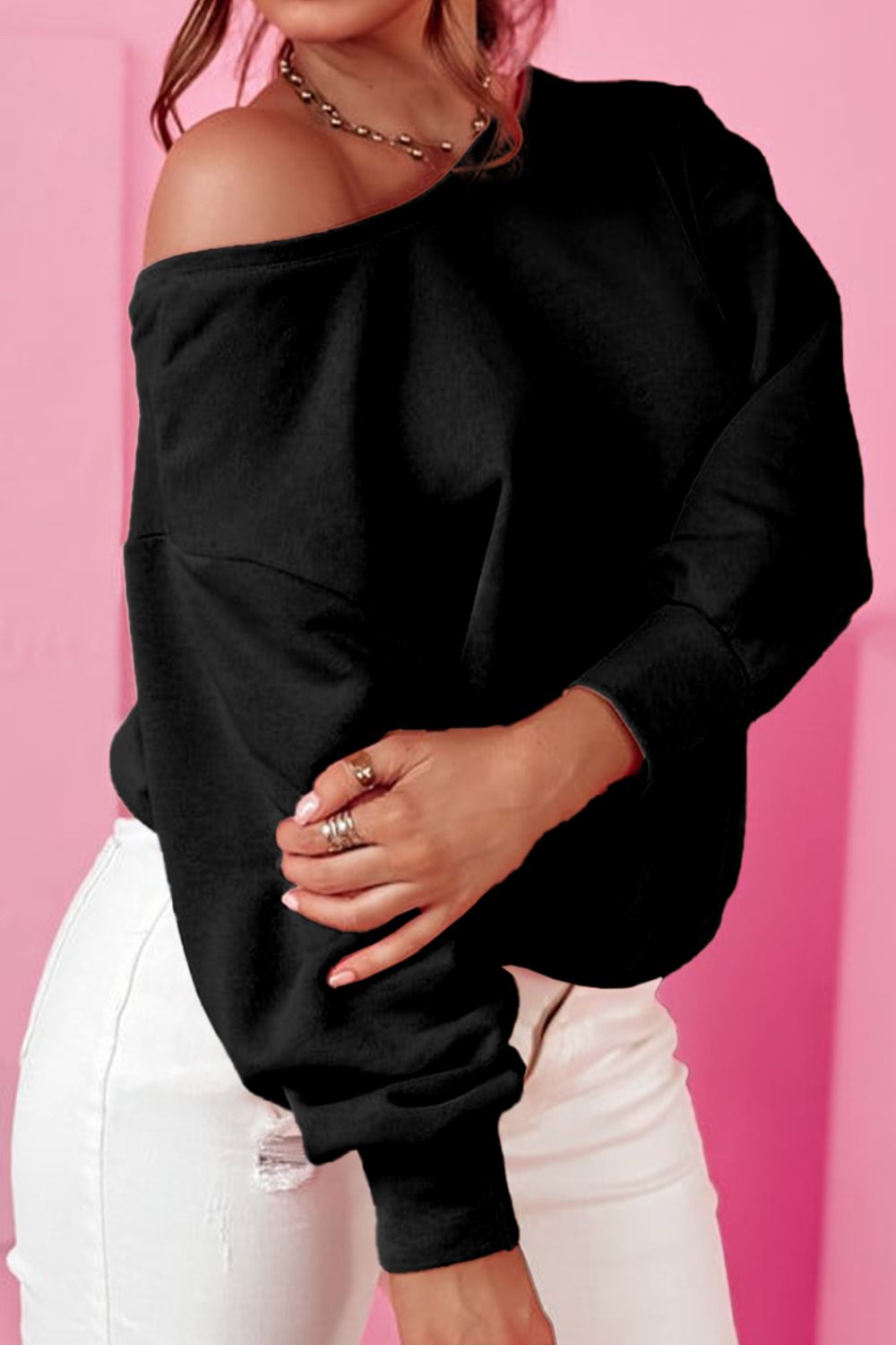 Bow Round Neck Long Sleeve Sweatshirt - MARIGOLD