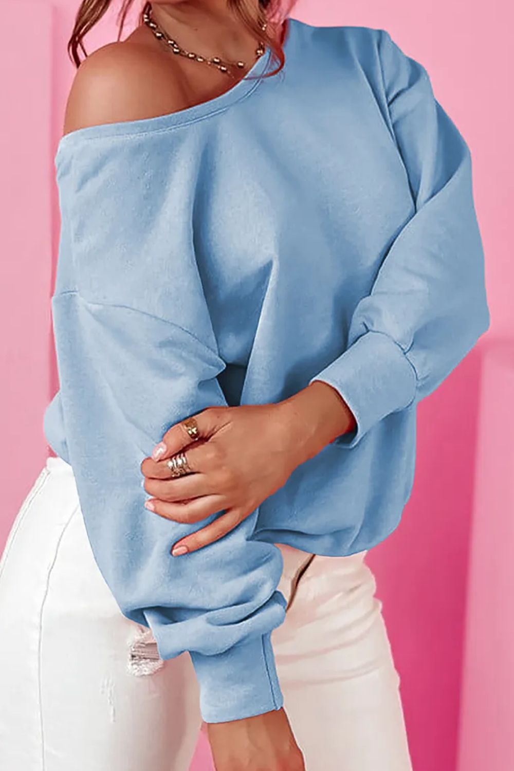 Bow Round Neck Long Sleeve Sweatshirt - MARIGOLD