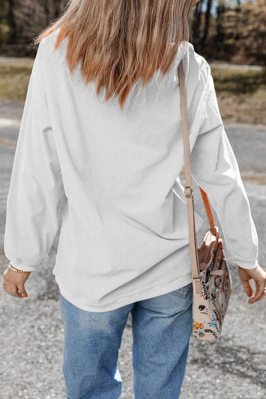 MAMA Bow Round Neck Long Sleeve Sweatshirt - MARIGOLD