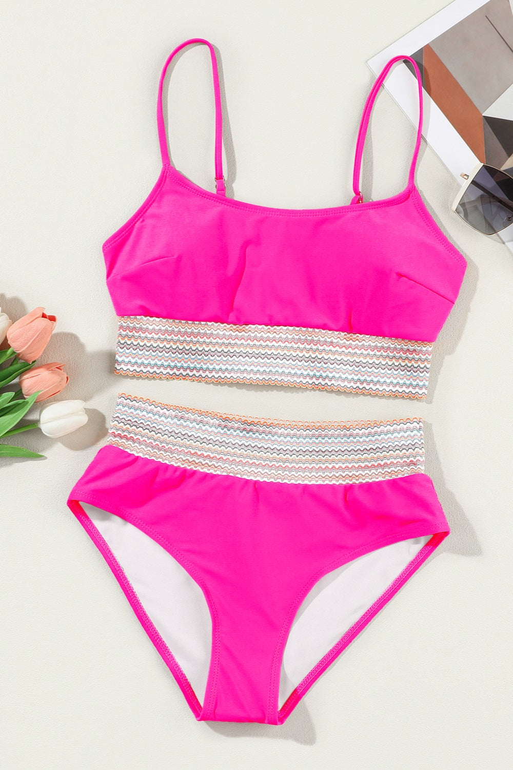 Scoop Neck Spaghetti Strap Two-Piece Swim Set - MARIGOLD
